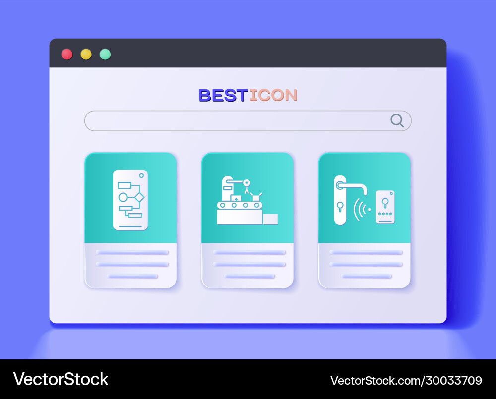 Set factory conveyor system belt algorithm Set factory conveyor system belt algorithm vector image