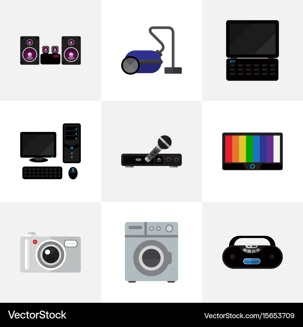 Set of 9 editable tech icons includes symbols vector image
