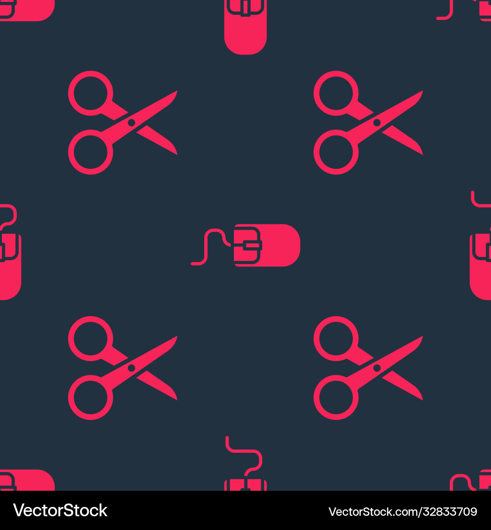 Set scissors and computer mouse on seamless Vector Image