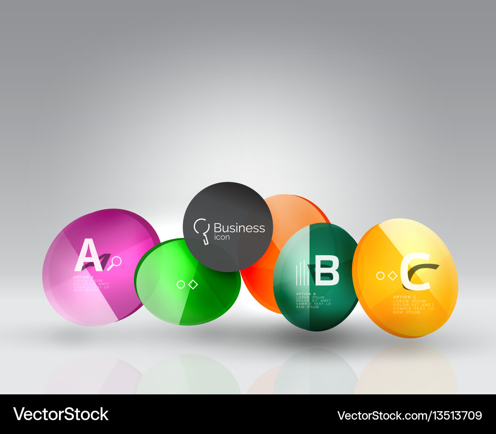 Shiny circles with text in 3d space Shiny circles with text in 3d space Vector Image