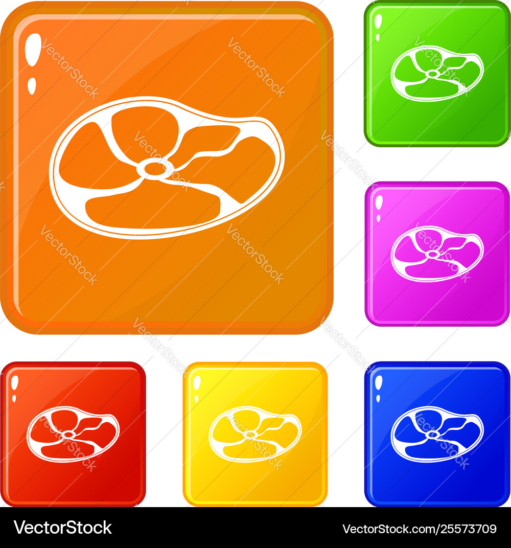 Steak icons set color Steak icons set color vector image