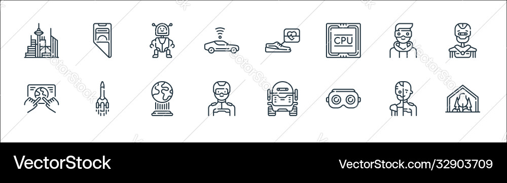 Technology future line icons linear set Technology future line icons linear set vector image