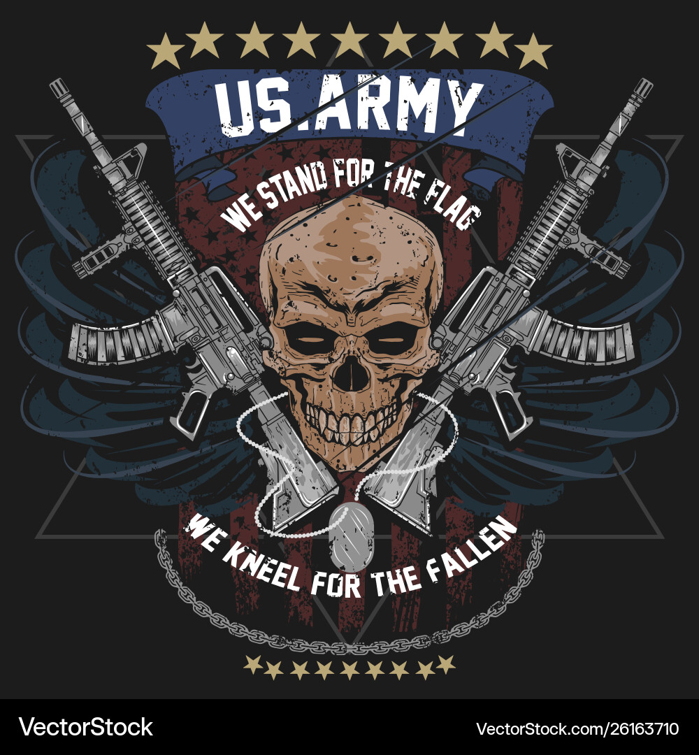 America us army skull usa american soldier with w America us army skull usa american soldier with w vector image