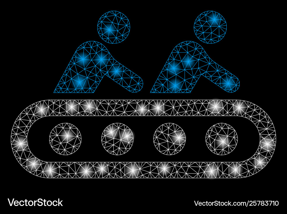Bright mesh network conveyor workers with flare Bright mesh network conveyor workers with flare vector image