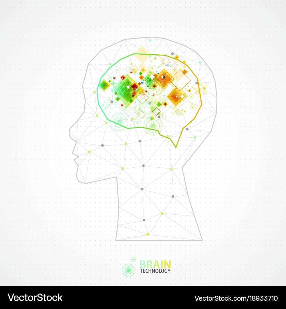 Creative brain concept background with triangular vector image