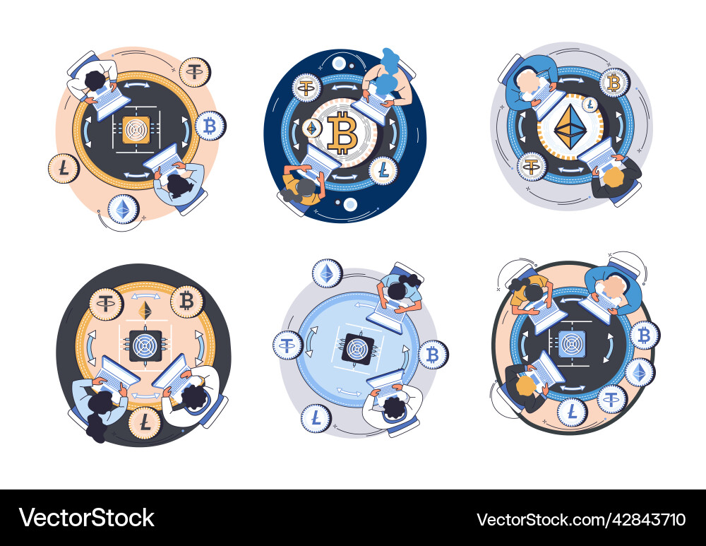 Cryptocurrency exchange platform and blockchain Cryptocurrency exchange platform and blockchain vector image