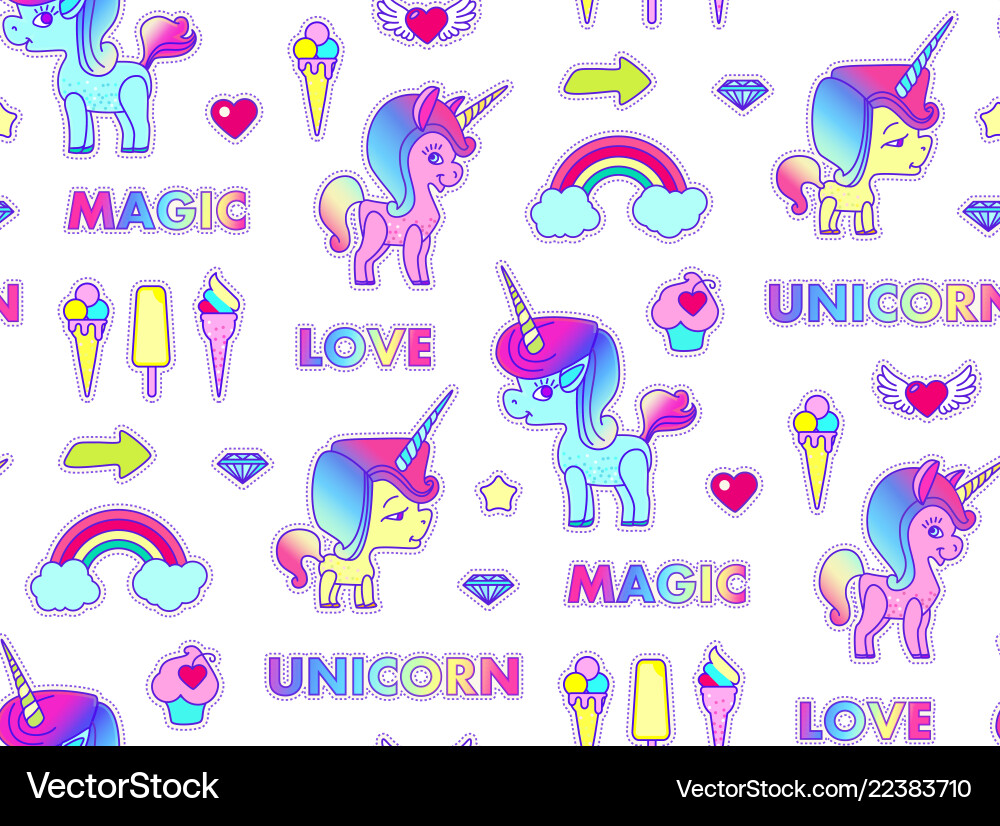 Cute unicorn seamless pattern magic dream kids Cute unicorn seamless pattern magic dream kids vector image