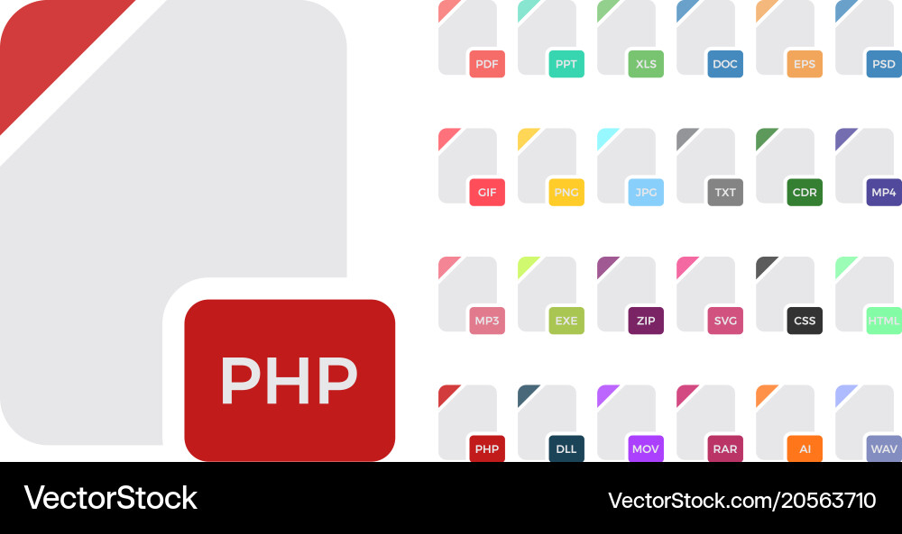 Flat file format icons audio video image vector image
