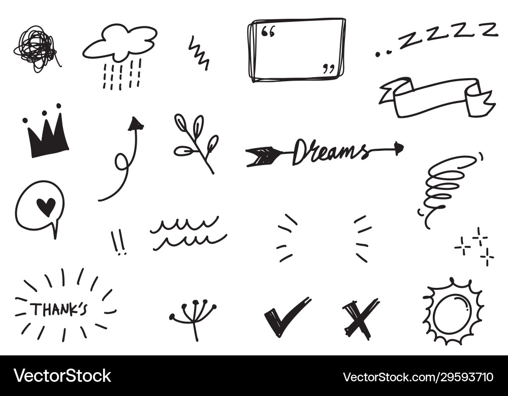 Hand Drawn Doodle Set - niedliche Elemente Vektorbild