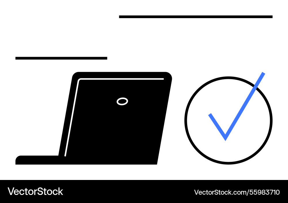 Laptop with checkmark symbolizing task completion Laptop with checkmark symbolizing task completion vector image