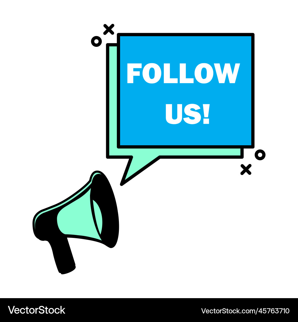 Megaphone speaker follow us realistic megafon Megaphone speaker follow us realistic megafon vector image