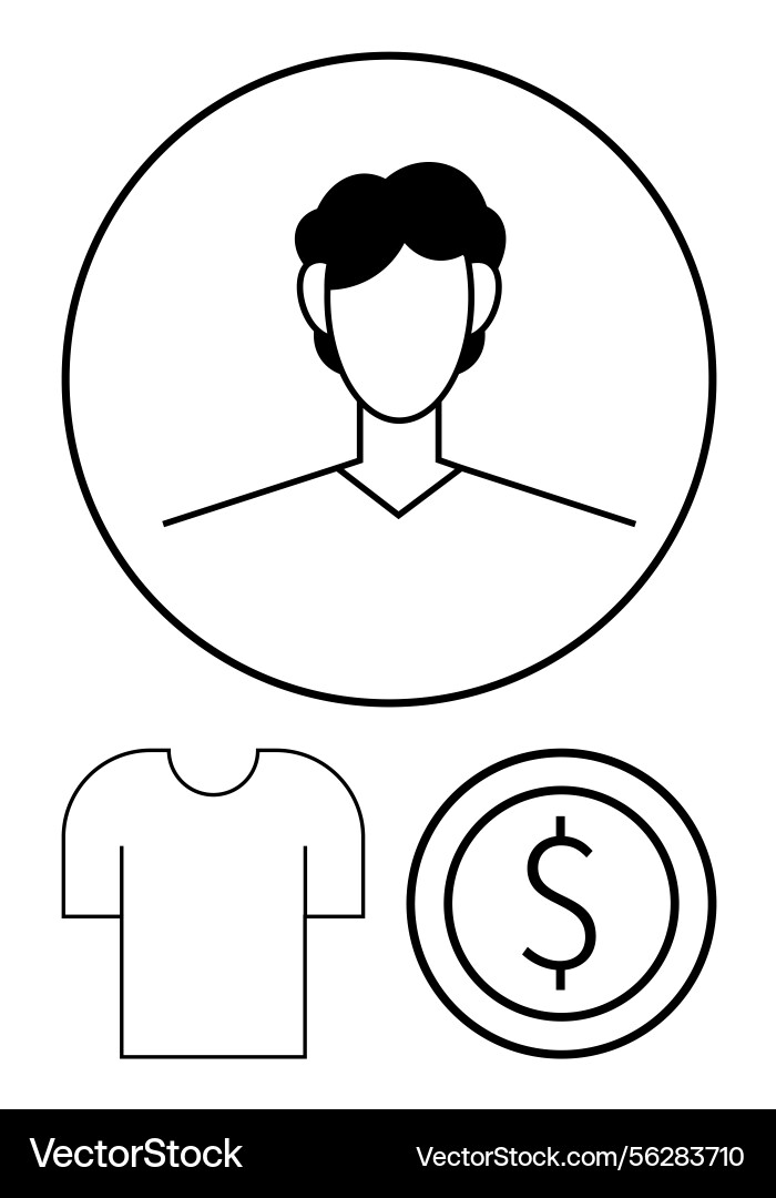 Minimalistic user profile with apparel Minimalistic user profile with apparel Vector Image