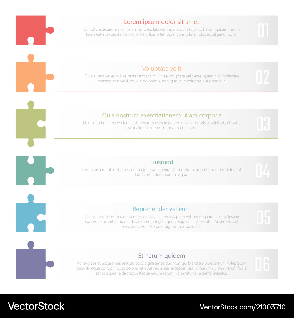 Numbered Puzzle Chart Template vector image