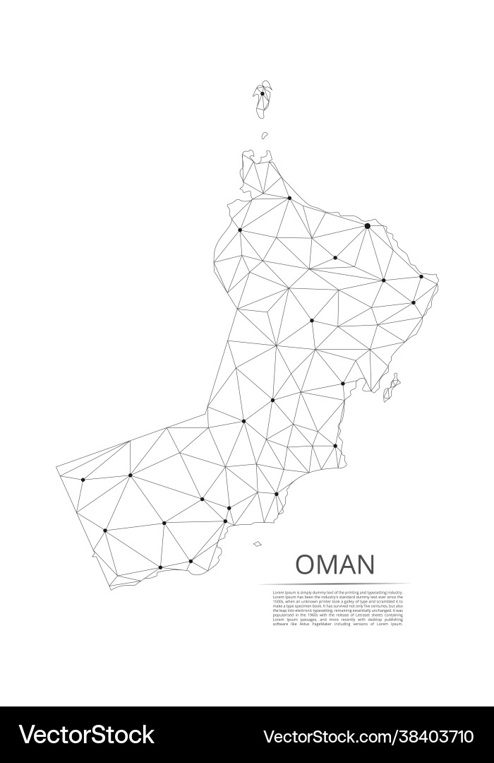 Oman communication network map low poly image Vector Image