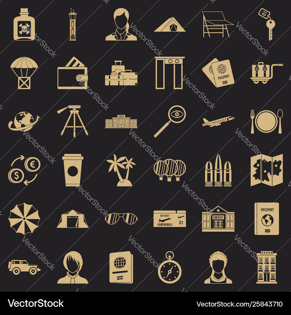 Pass icons set simple style Pass icons set simple style Vector Image