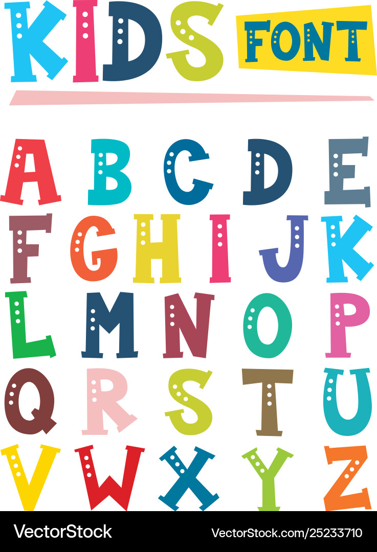 Playful Kids Font - Colorful Letter Art Vector Image