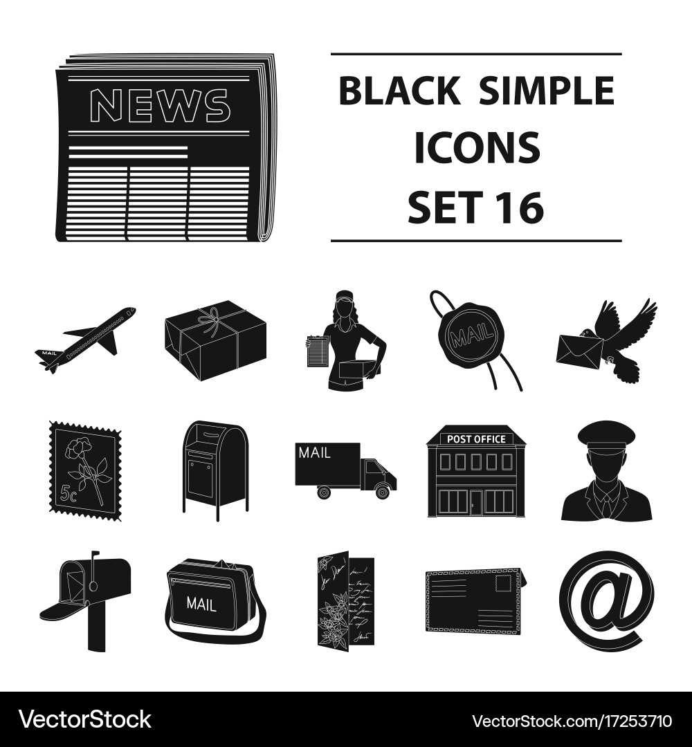 Postman envelope mail box and other attributes vector image