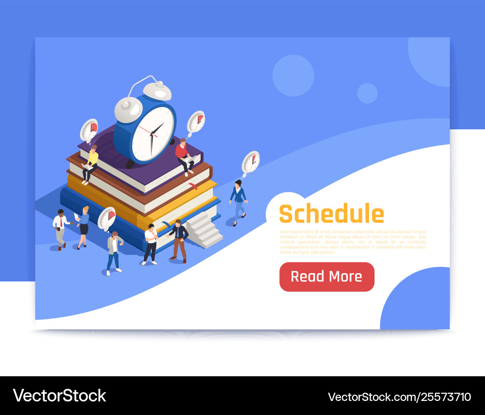 Schedule isometric landing page Vector Image