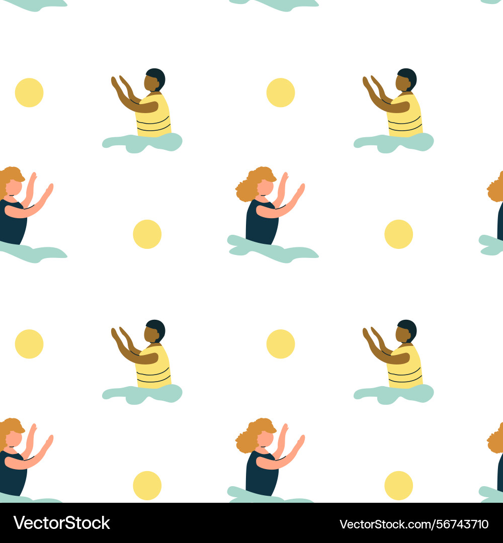 Seamless pattern with diverse characters Seamless pattern with diverse characters Vector Image
