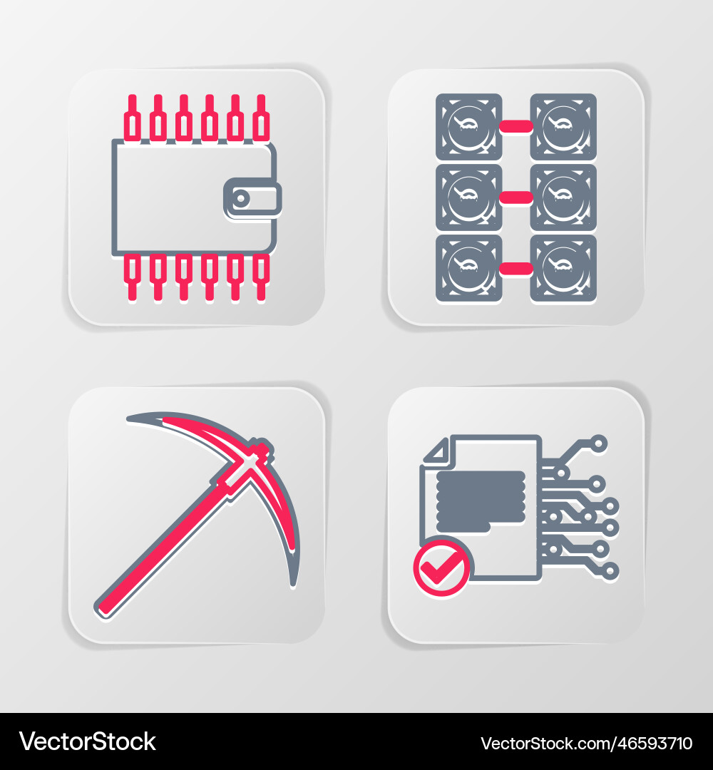 Set line smart contract pickaxe mining farm Set line smart contract pickaxe mining farm vector image