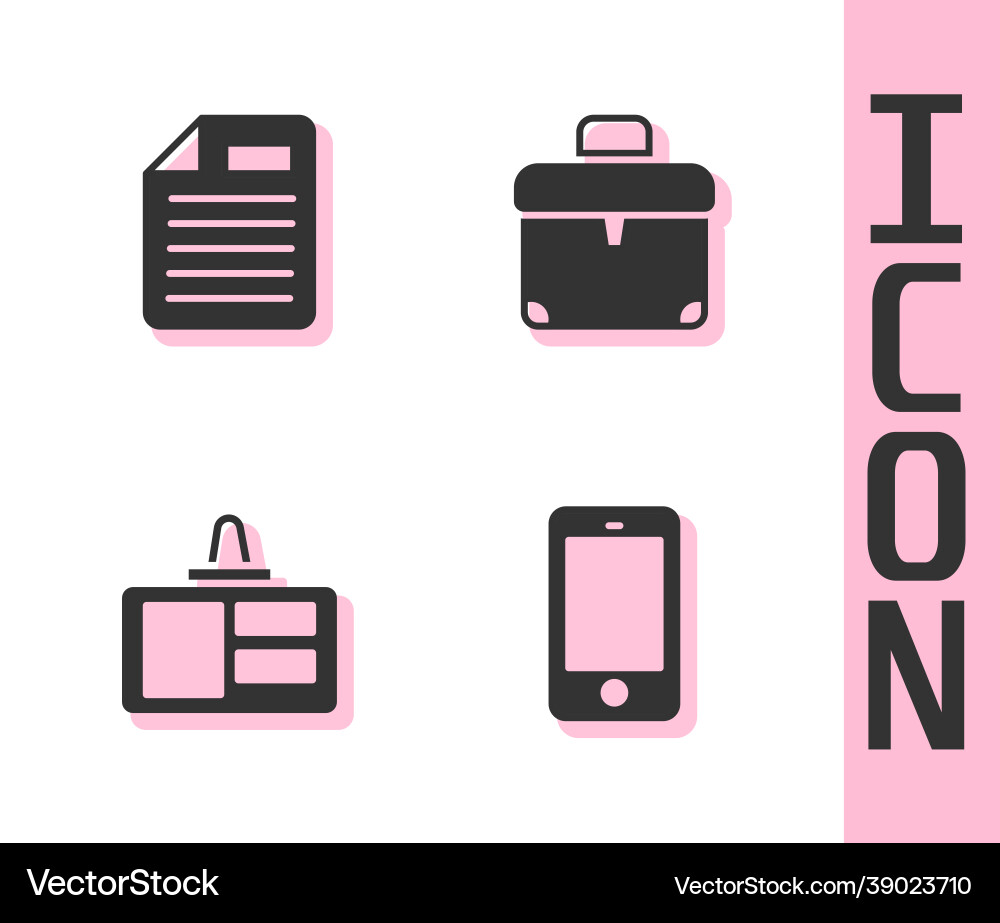 Set mobile phone file document identification Set mobile phone file document identification vector image