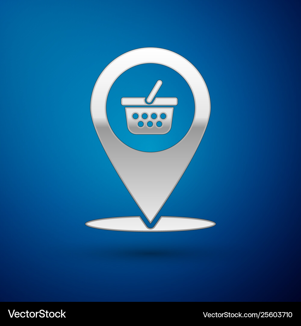 Silver map pointer with shopping basket icon Vector Image