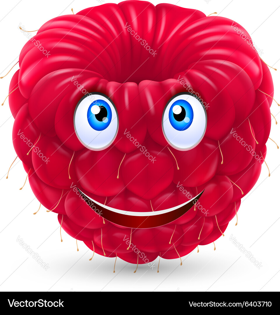 Smiling Raspberry Cartoon Vector Image