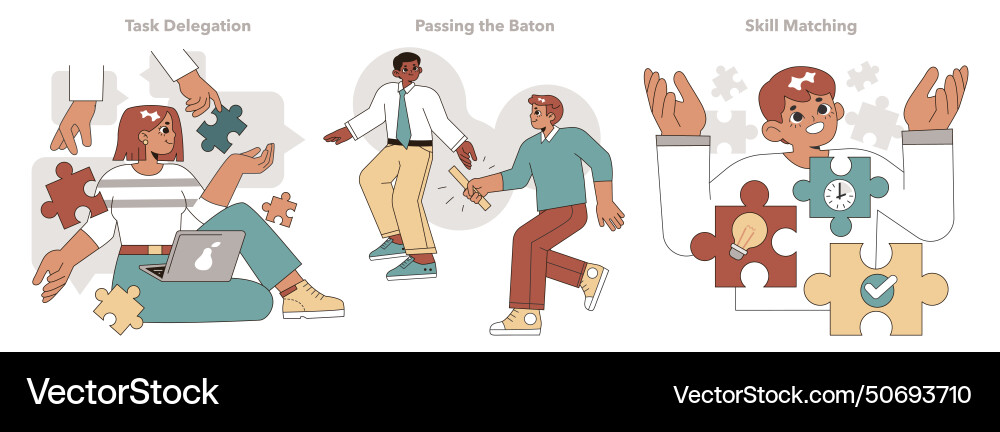 Task delegation concept set vector image