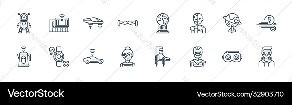 Technology future line icons linear set Technology future line icons linear set vector image