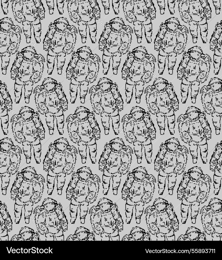 Astronaut Pixel Kunstmuster nahtlos pixeliert Astronaut Pixel Kunstmuster nahtlos pixeliert vektorbild