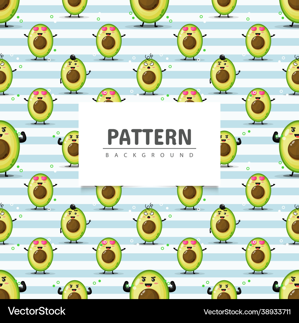 Avocado seamless pattern with expression Vector Image