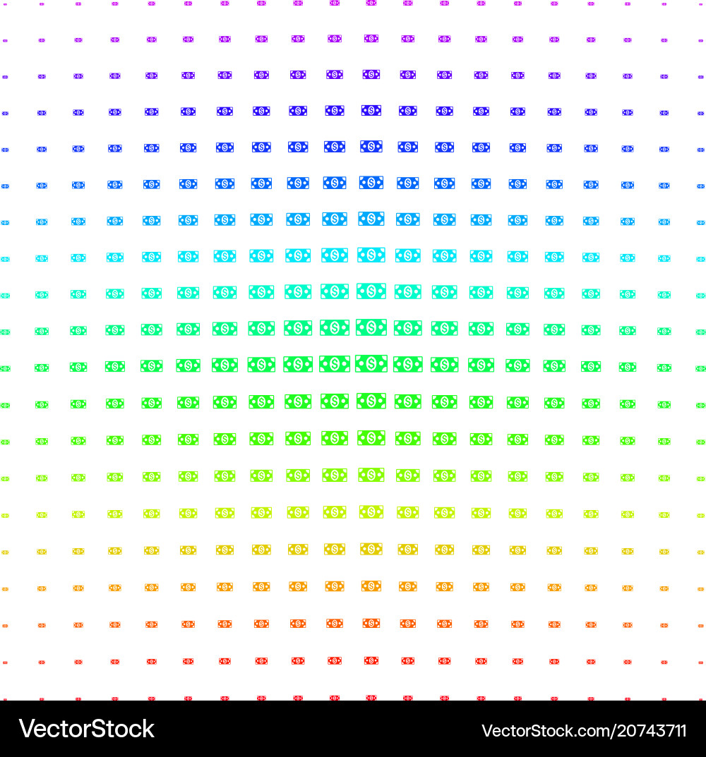 Banknote shape halftone spectrum grid Banknote shape halftone spectrum grid vector image