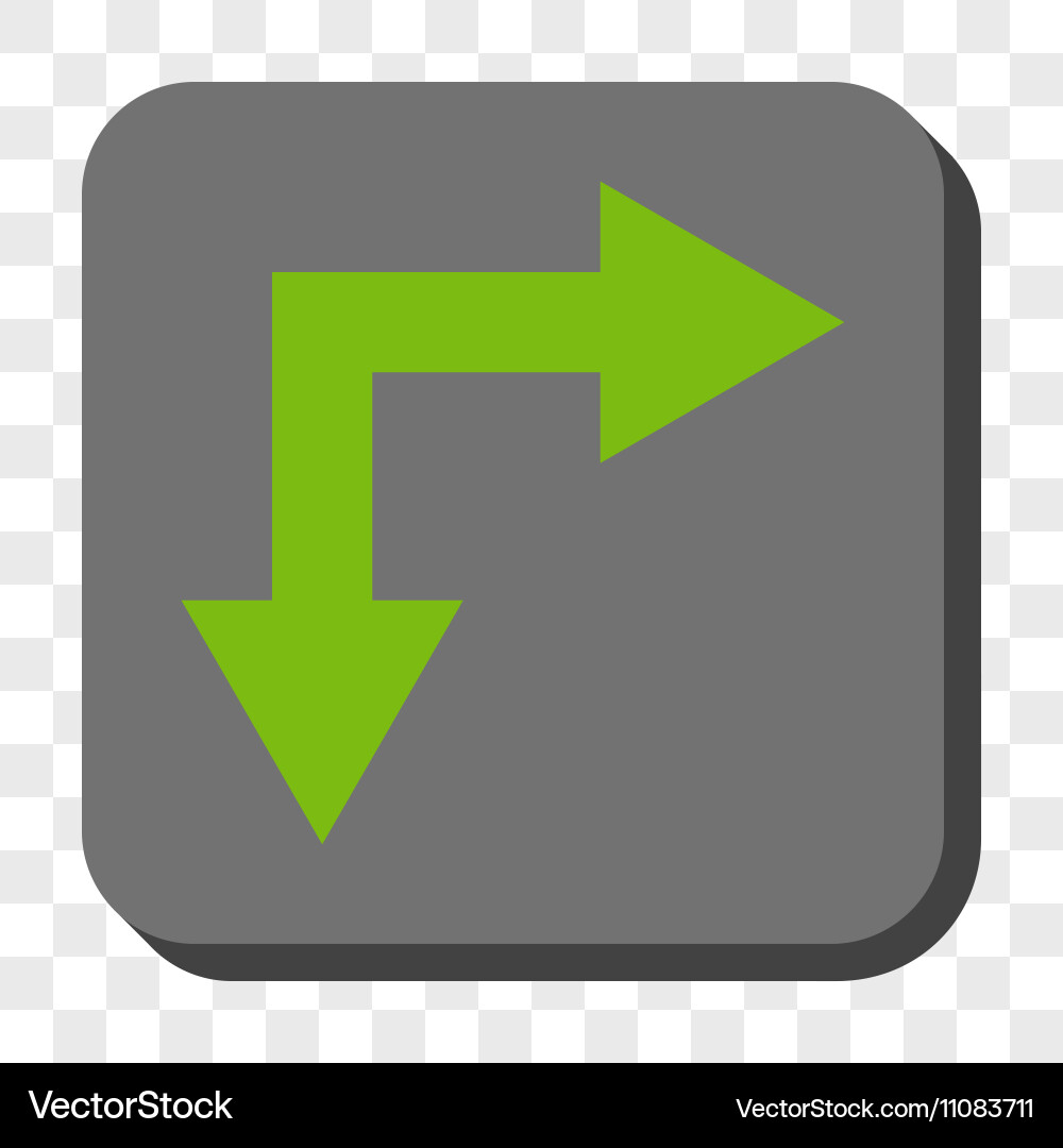 Bifurcation arrow right down rounded square button vector image