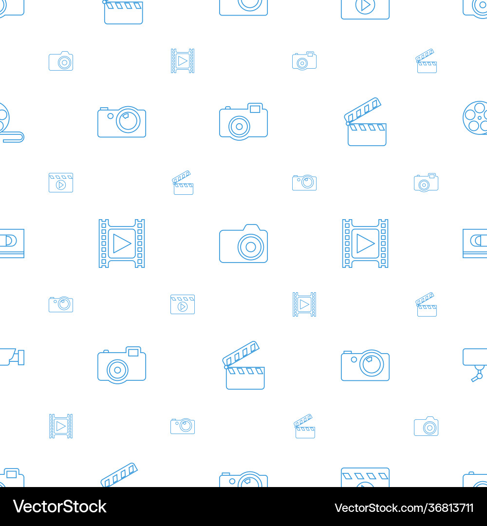Camera icons pattern seamless white background vector image