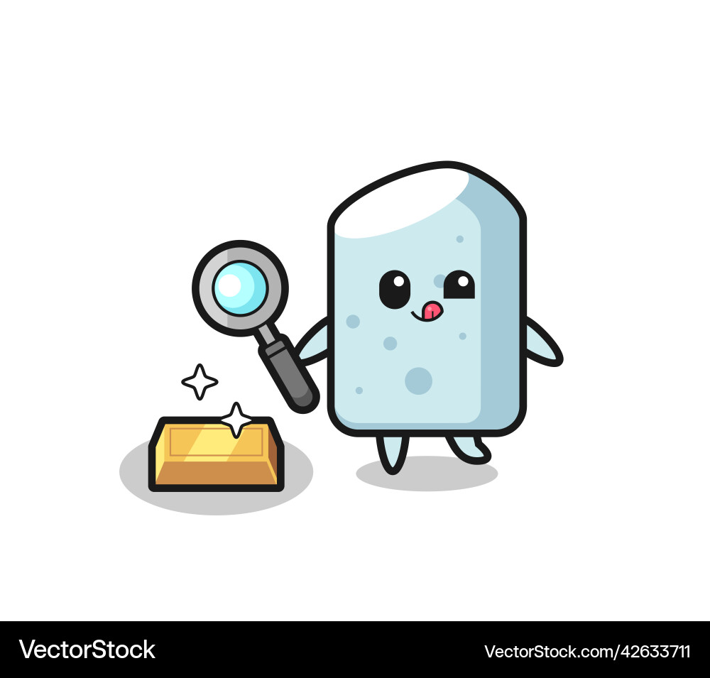 Chalk character is checking the authenticity Vector Image