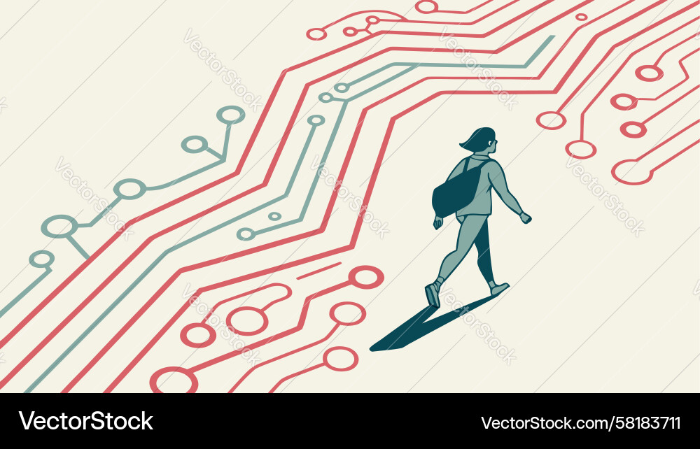 Child on Circuit Path Vector Image