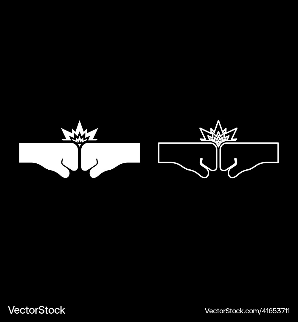 Collision of two fist set icon white color image Vector Image