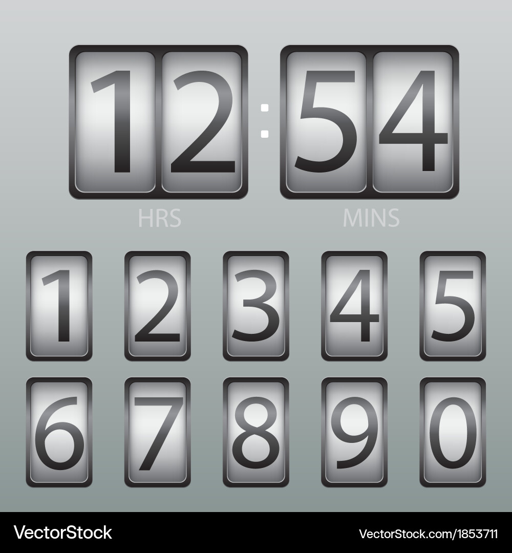 Countdown timer and scoreboard numbers Vector Image