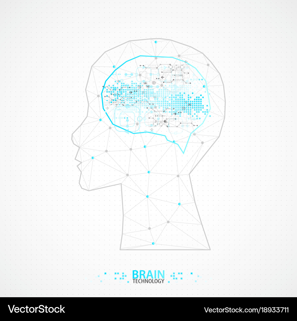 Creative brain concept background with triangular Vector Image