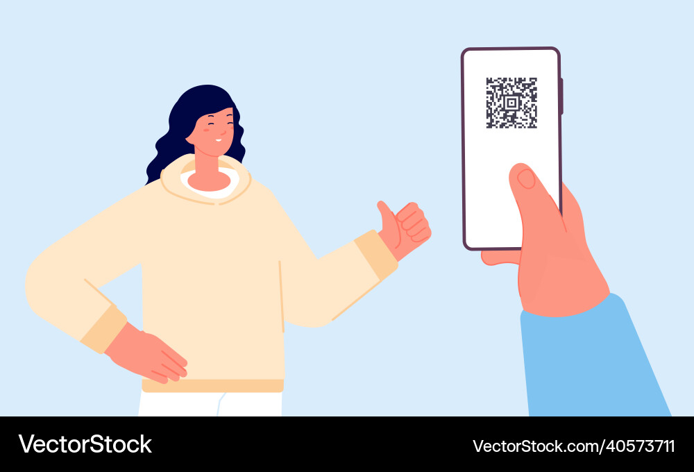 Female controller check qr code hand holding Female controller check qr code hand holding vector image
