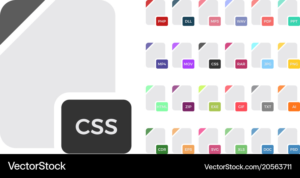 Flat file format icons audio video image vector image