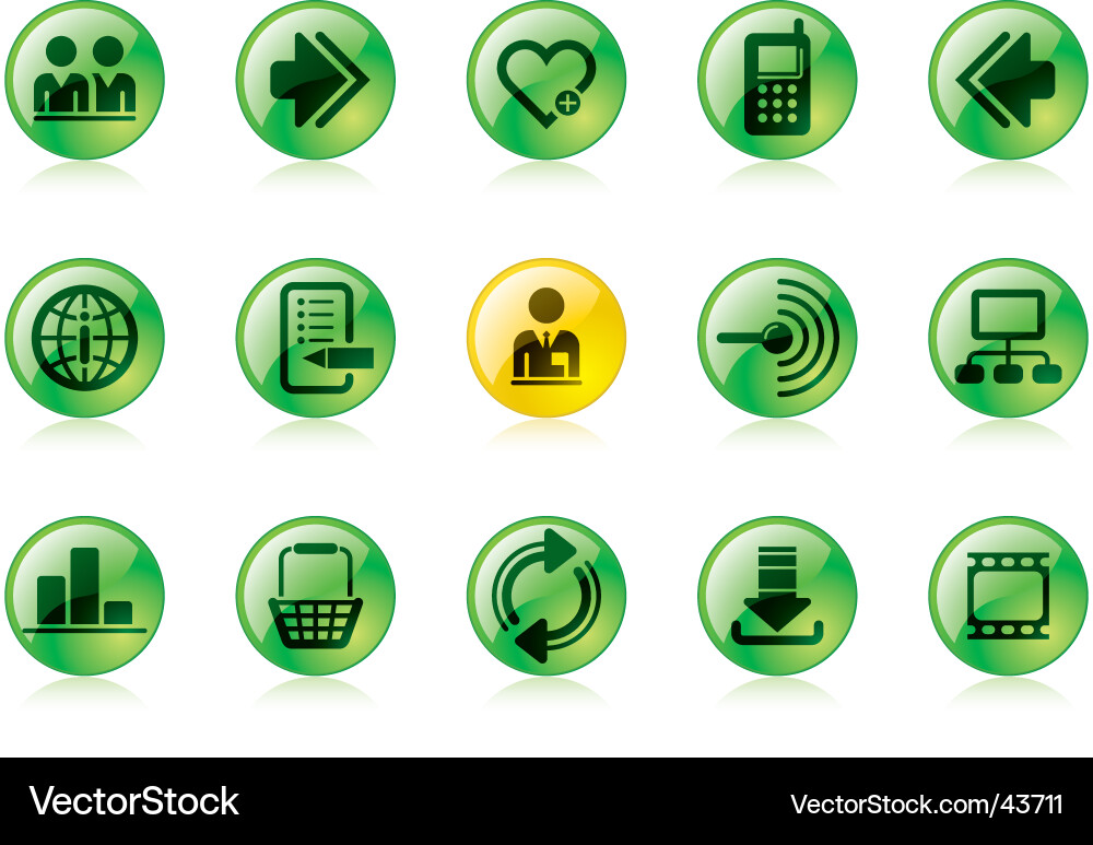 Green website and internet icons Vector Image