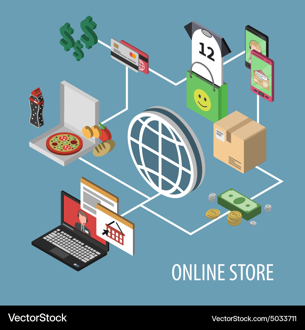 Isometric shopping concept Royalty Free Vector Image