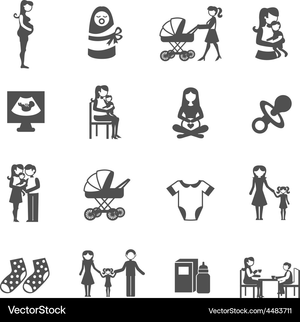 Motherhood Icon Set - Baby & Family Vector Image