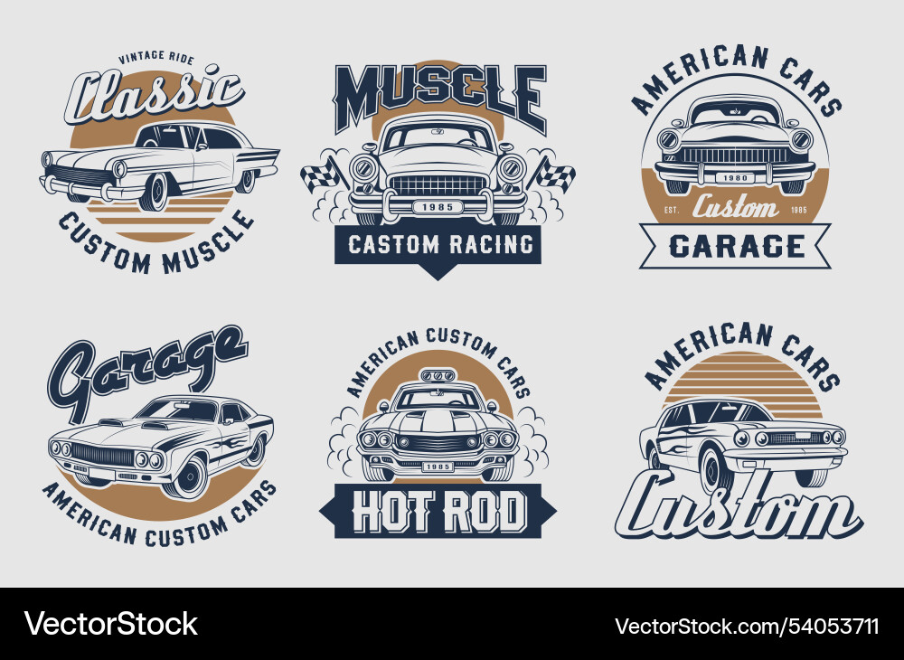 Muscle Car Emblems & Logos Vector Image