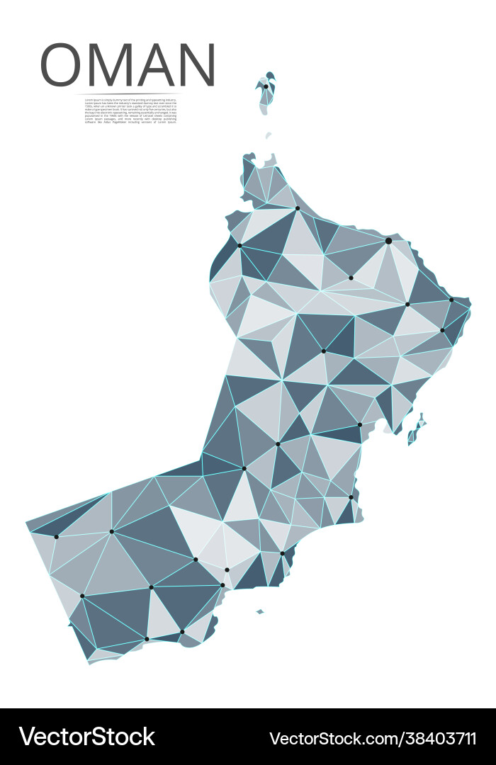 Oman communication network map low poly image Vector Image