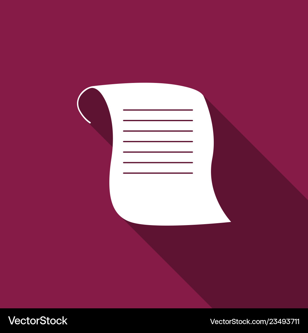 Paper scroll icon isolated with long shadow Paper scroll icon isolated with long shadow Vector Image