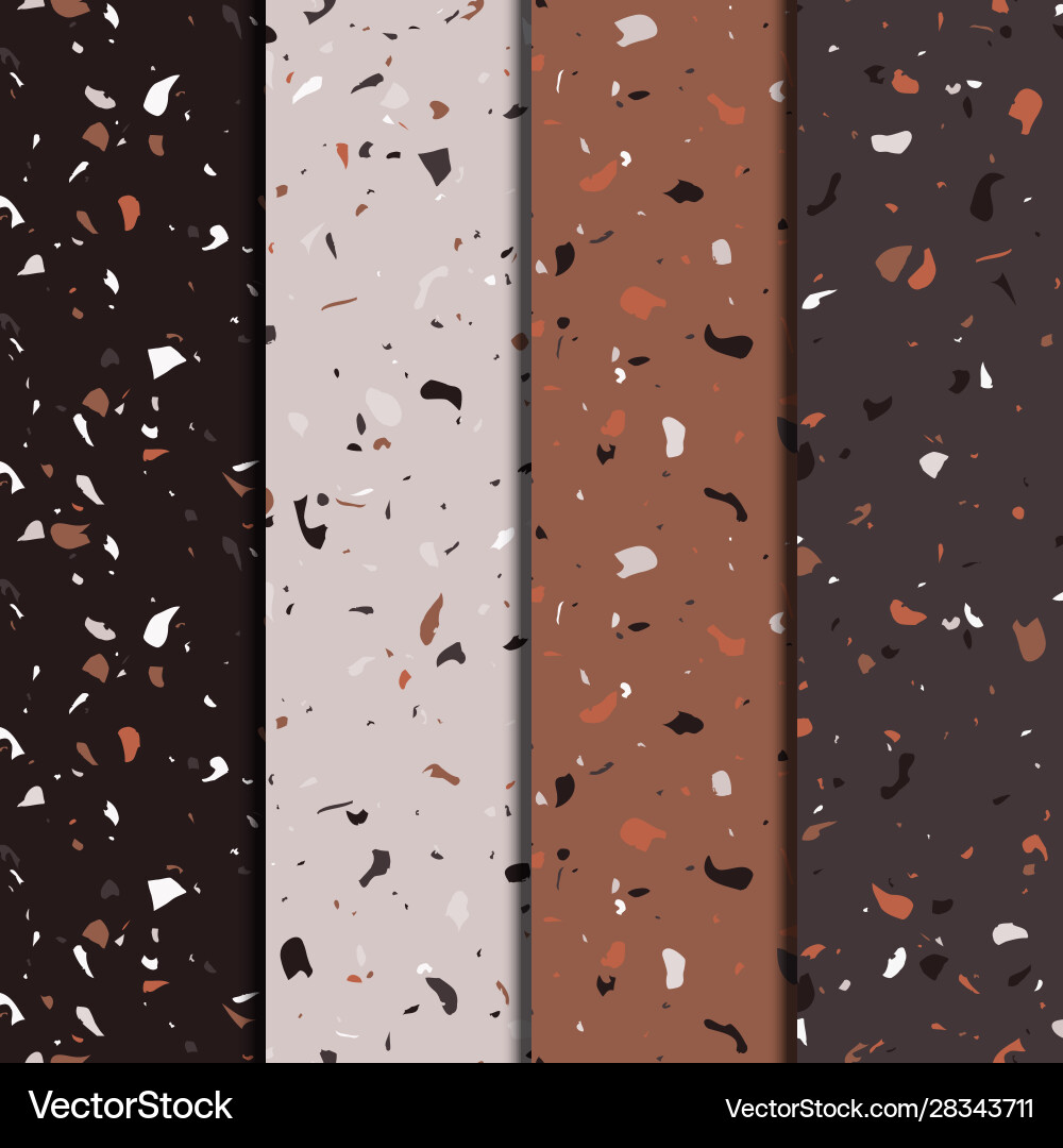 Terrazzo repeating seamless patterns set texture Terrazzo repeating seamless patterns set texture vector image