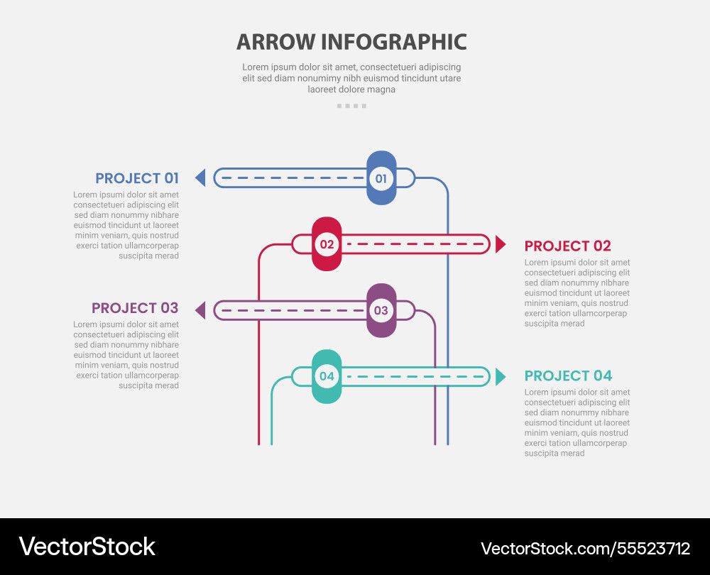 Arrow base infographic outline style with 4 point Vector Image