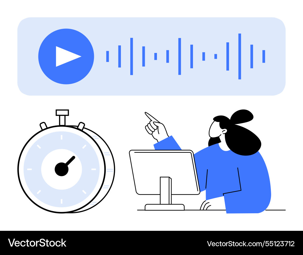 Audio playback time tracking and user Audio playback time tracking and user vector image